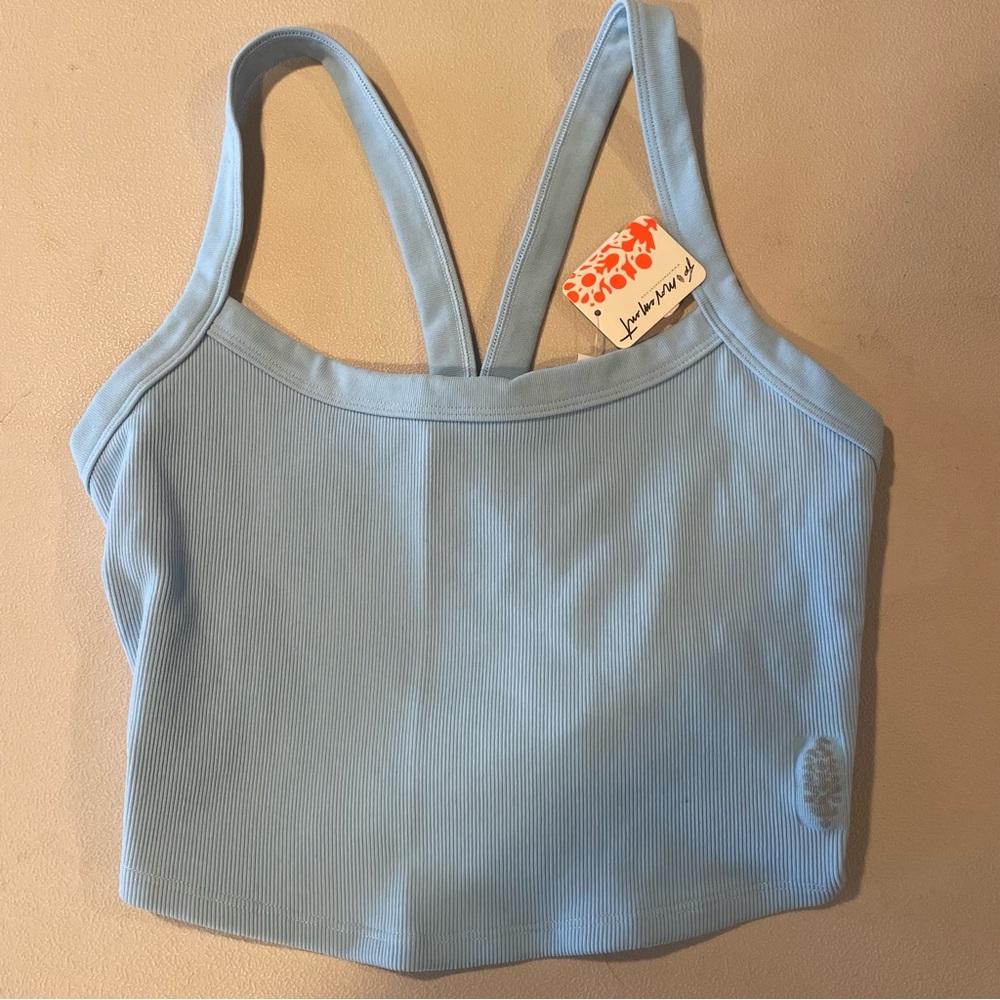 Free People Light Blue Ribbed Tank Top - Picture 2 of 9